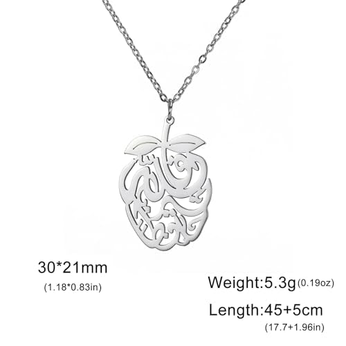 Pomegranate Arabic Calligraphy Necklace Islamic Blessing Love Hope Pendant Persian Muslim Amulet Religious Jewelry Gift for Women - color: silver
