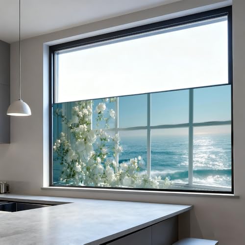 Window Privacy Film 39.37 x 17.3 in Rose Ocean View Static Cling - color: Colorful0302