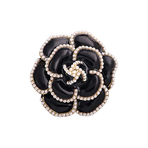 Vintage Camellia Pearl Tassel Brooches Bracelet Bohemian Pearl Safety Pins Bracelets Flower Hairpin Headpieces Shawl Pins Dainty Elegant Lapel Pin Wedding Party Dress Accessories for Women - color: Black1
