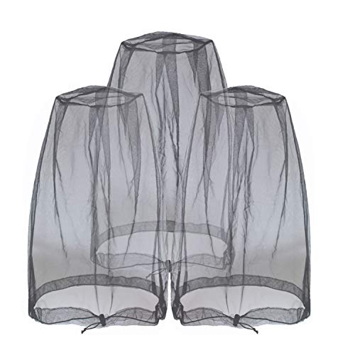 Anvin Mosquito Head Mesh Nets Gnat Face Netting for No See Ums Insects Bugs Gnats Biting Midges from Any Outdoor Activities, Works Over Most Hats Comes with Free Stock Pouches (3pcs, Black) - color: Black