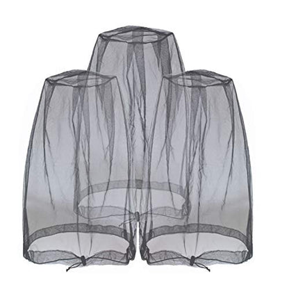 Anvin Mosquito Head Mesh Nets Gnat Face Netting for No See Ums Insects Bugs Gnats Biting Midges from Any Outdoor Activities, Works Over Most Hats Comes with Free Stock Pouches (3pcs, Black) - color: Black