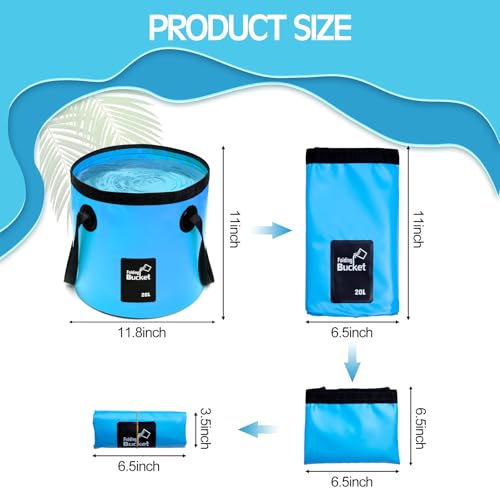 6 Pcs 5 Gallon Collapsible Bucket with Handle, Foldable Bucket