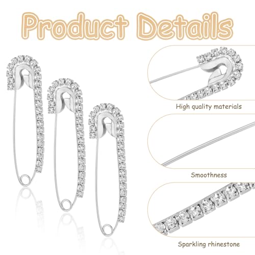 12 Pcs Rhinestone Pins, Safety Pin Brooch Sweater Shawl Pins for Skirts, Sweaters, Scarves, Lapel Hats, Suit Jackets, Accessories - color: 12 Pcs Silver