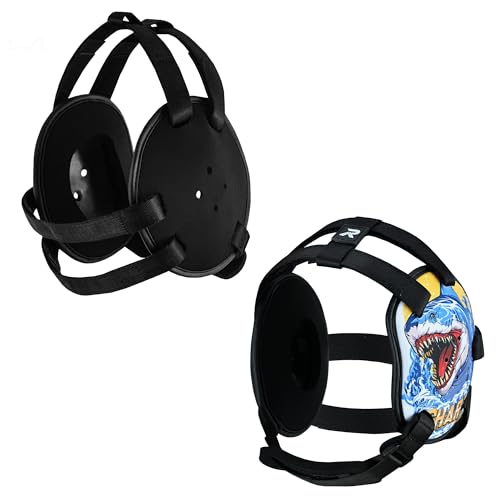 ROAR-INT Kid's Ear Guard BJJ Grappling Head Guard Adjustable Wrestling Headgear for Boys and Girls Earguard MMA Jiu Jitsu (Shark/Black (2Pcs)) - color: Shark/Black (2pcs)