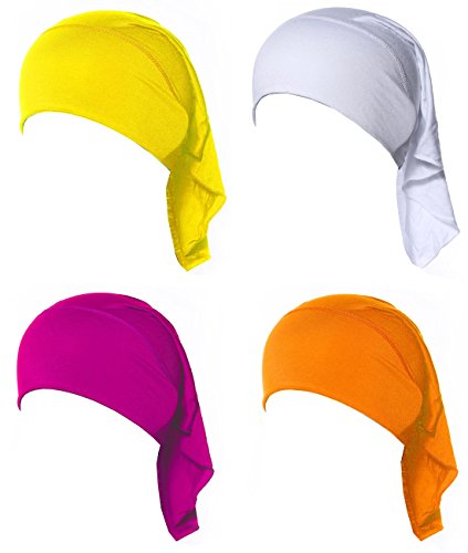 4 X Womens Muslim Mini Inner Hijab Caps Underscarf - color: Rose+w+yellow+orange