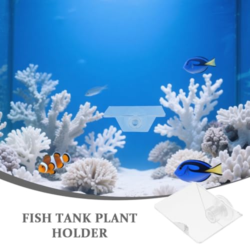 2pcs Aquarium Shelf, Acrylic Plant Holder with Suction Cup, Transparent Ledge Shelf for Fish Tank Small Floating Platform for Aquatic Plants Coral Display