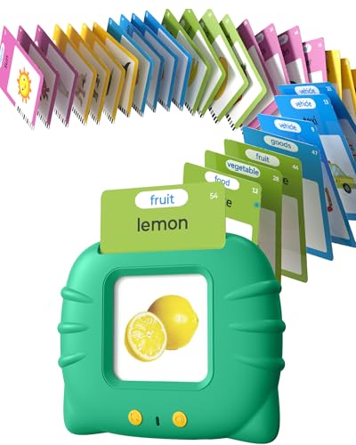 Talking Flash Cards for Toddlers 1 2 3 4 Year Olds, Montessori Language Learning with 224 Words, Pocket Speech Therapy Playthings, Children's Sensory Educational Device, Green - style: 224 Words English Green