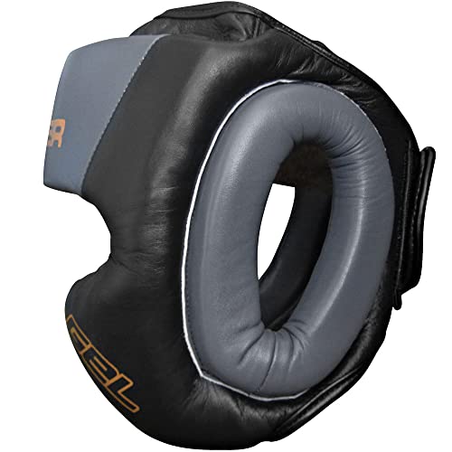 Meister Gel Full-Face Training Head Guard for MMA, Boxing & Muay Thai - Black/Charcoal - Small/Medium
