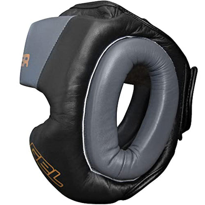 Meister Gel Full-Face Training Head Guard for MMA, Boxing & Muay Thai - Black/Charcoal - Small/Medium