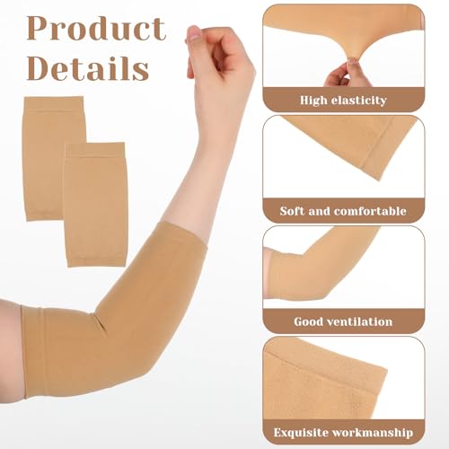 2 Pairs Tattoo Cover up Sleeve, Forearm Concealer Support | Tattoo Aftercare UV Protection over Sleeve Elbow Sleeves for Women Men - color: Nude