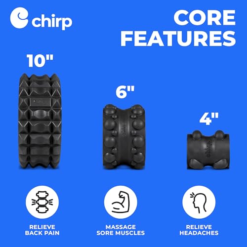 Chirp Wheel XR 3P Massage Roller Set - 10” Acupressure, 6” Knot-Kneading Thumb, 4” Neck & Headache Tension Relief, High Density Foam Massage Rollers for Back & Neck Pain, 500lbs Capacity, Mint - size: 3-Pack (10, 6, 4 Inch) Mint