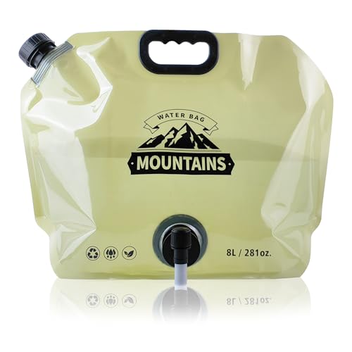 Water Jug Camping 2.1 Gallon Collapsible with Spigot, BPA Free Portable Water Pouch Foldable Water Bags for Outdoor Hiking, Travel and Emergency & Water Storage Containers (Beige-1Pcs) - color: Beige-1Pcs