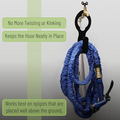 UNCO- Garden Hose Holder, Metal, 2 Pack, Fits 50' of 5/8" Hose, Water Hose Hanger for Outside, Portable and Hanging Carrier - size: 2 Pack