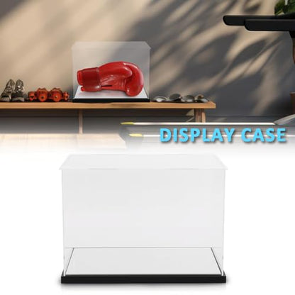 CHEDA Clear Boxing Glove Display Case, Acrylic Display case for Full Size Boxing Glove Storage Box, Glove Display Case Holder Showcase, Dustproof UV Protection Cabinet with Removable Mirror Base