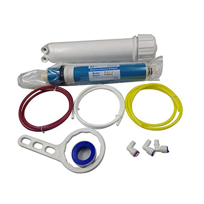 Huining Reverse Osmosis Membrane 100GPD-1812/2012 RO Membrane Housing Kit with 1/4 Quick Connector,Check Valve,Water Pipe,Wrench Whole Set for Residential Household Hospital Water Filtration System - style: 100GPD kit