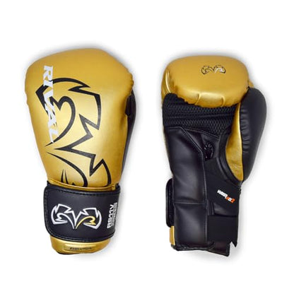 RIVAL Boxing RS11V Evolution Sparring Gloves, Extra-Thick 2” Padding, V-Strap Wrist Lock 2 System, Large Hand Compartment, and 15 Degree Angle Cuff - color: Gold, size: 12 oz.