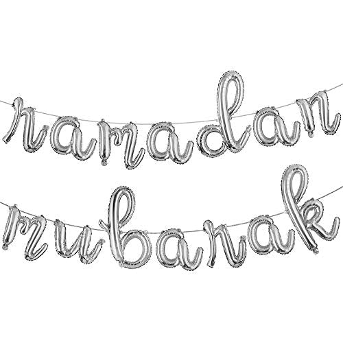 16 inch lowercase Eid MUBARAK Foil Balloons Party Decoration Supplies Ramadan Decoration Gold EID Balloons For Muslim EID Ballon (L Ramadan Silver) - color: L Ramadan Silver