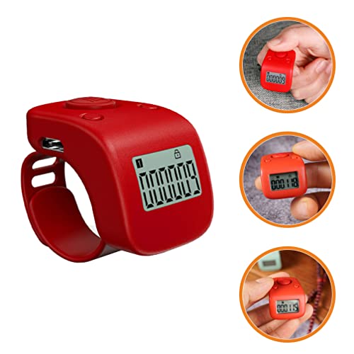 Mini Digital LCD Electronic Finger Ring Hand Tally Counter Rechargable Finger Counter Rechargeable Silent Finger Counter for Prayer Knitting Sports Gift, Red, 3.4X3CM, L22X4T3Y3811ITRDUTJK