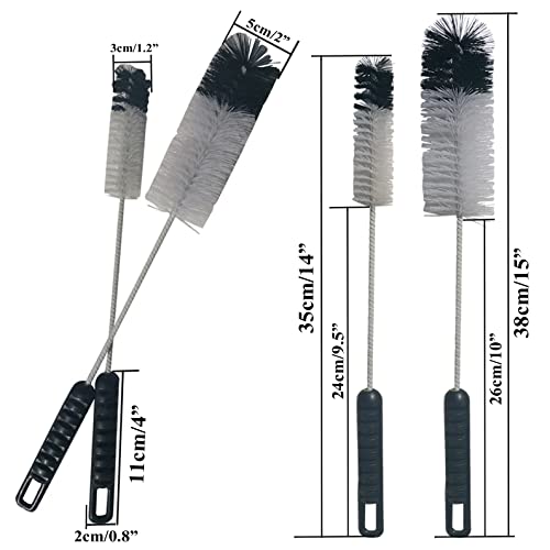 Bottle Brushes Thin Long Handle X 4, Utility Skinny Wire Cleaner Set Big Small, Bendable Flexible for Cleaning Narrow Neck Water, Beer, Wine, Baby Bottles, Pipes, Tubes, Hoses, and Flasks