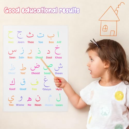 Kichvoe Arabic Alphabet Poster Arabic Letter Learning Poster Educational Wall Chart for Kids Early Learning Classroom Playroom Nursery and Homeschool Wall Decor 15.74 X 11.81 in