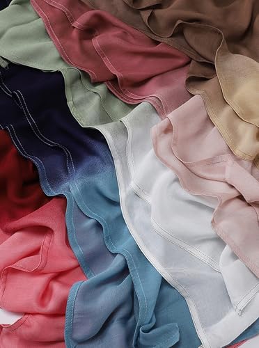 Modal Feel Hijab Scarf for Women, Lightweight Ombre Dual Color - color: 9#redpink