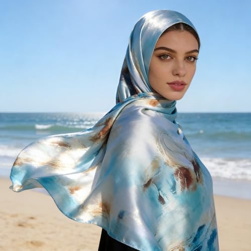 Hijab Scarf for Women Fashion Printed Modal Hijab Head Wrap Scarves Lightweight Long Scarf Shawls - color: Watercolor N