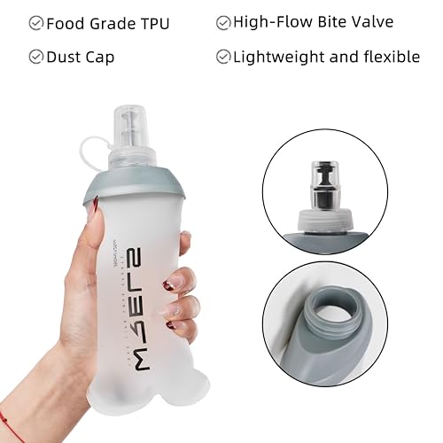 WRELS Running Water Bottle,250ml/350ml/500ml TPU Soft Flask,Collapsible Water Bottles for Hydration Vests and Running Belts Backpack, Soft Water Bottles For Hiking Cycling Climbing - color: Green-250ml*2