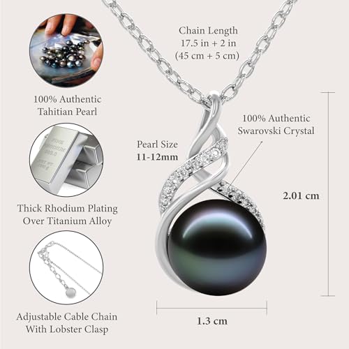 TRYNDI Tahitian Black Pearl Necklaces for Women - Wife Christmas Gift Ideas - style: Black Pearl Knot