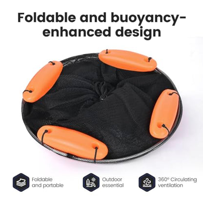 Extra Large Foldable Floating Fish Basket Live Fish Basket for Kayak Fishing Multi-Purpose Fishing Basket with Rubber Coated & Nylon Netting 2 - size: 16*20 inch, 16*24 inch