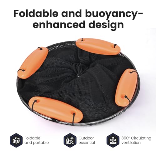 Extra Large Foldable Floating Fish Basket Live Fish Basket for Kayak Fishing Multi-Purpose Fishing Basket with Rubber Coated & Nylon Netting 2 - size: 13*16 inch, 16*24 inch
