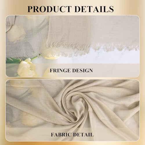 Extra Large Cotton Linen Shawl Wrap for Women, Elegant Scarf with UV Protection Breathable Lightweight Head Cover Hijab - color: Khaki