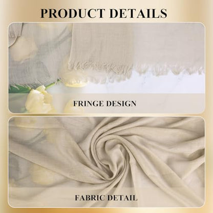 Extra Large Cotton Linen Shawl Wrap for Women, Elegant Scarf with UV Protection Breathable Lightweight Head Cover Hijab - color: Khaki