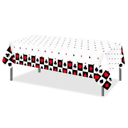 1Pc Casino Poker Card Party Plastic Tablecloth 54 x 87 Inch Long Table Cover, Las Vegas Club Bar Game Cards Wedding Baby Shower Party Holiday Dinner Picnic or Tablecloth for Kitchen Event Use - color: Casino Poker Card