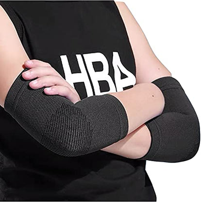 Kids Arm Guard,Compression Elbow Pads,Children Elbow Sleeves,Elbow Protection for Cycling Sports Basketball Volleyball(1 Pair) (Black) - color: Black