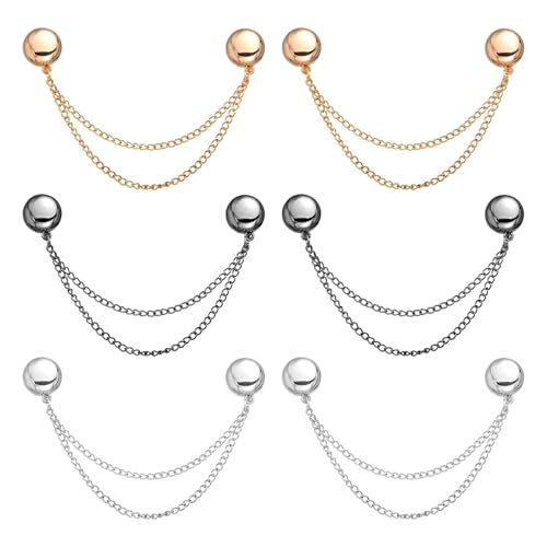 6pcs Magnet Clothing Pins, Metal Magnetic Clothing Clips with Chain Multi-Use Strong Magnet Pin Magnetic Button Clips for Fixing Hem of Hijab Clothes Long Pants Legs Sleeves of Shirts