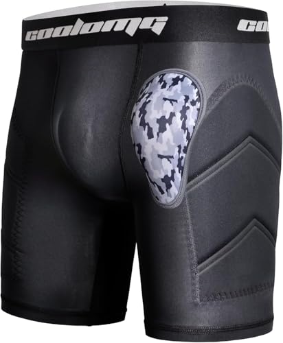 COOLOMG Adult Men Baseball Sliding Shorts with Cup Pocket Protective Padded Sliders Compression Cup Underwear for Football Lacrosse - color: Black, size: Small