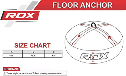 RDX Floor Anchor for Punch Bag Double end Speed Ball, Non Tear Maya Hide Leather, Heavy Duty D Ring, Easy Zipper Closure, Maximum Swing Reduction for Boxing MMA, Muay Thai, Kickboxing Training Bags
