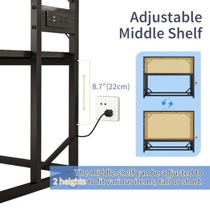 METYERRY 40 Gallon Fish Tank Stand with Power Outlets, Adjustable Aquarium Stand, Heavy Duty Terrarium Stand, Metal reptile tank stand, Suitable for Home Office,660LBS Capacity, Black - color: Black, size: 40 Gallon