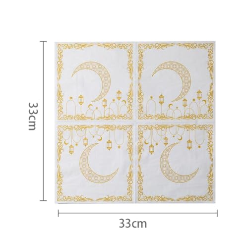 Eid Mubarak Ramadan Napkins Gold Stars Moon Eid Mubarak Disposable Paper Napkin, Arabic Design Themed Paper Napkins for Eids Al-Fitr Party Decorations