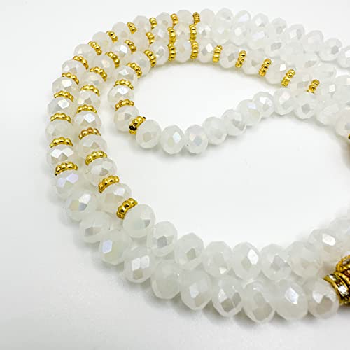 White Crystal Bismillah Islamic Prayer Beads, Natural Stone 99 Beads, Tasbih, Misbaha, Tasbeeh, Rosary, Sibha, Tasbih 99, Tasbih
