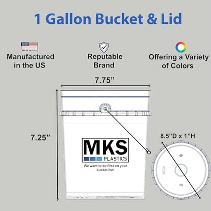 1-Gallon Bucket with Airtight Lid – Made in USA, Food Grade BPA Free Plastic, Heavy Duty Multi-Use, Metal Handle with Grip, Stackable Storage – White, 4 Pack - color: White, size: 4