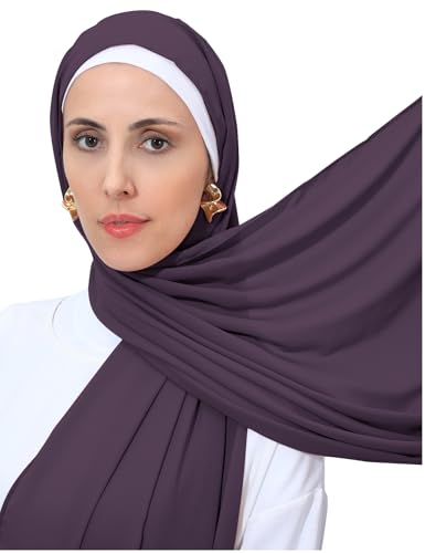 Heavy Not Easily See Through Long Chiffon Hijab Scarf for Women, Amazing Smooth Muslim Head Scarves - color: Mauve