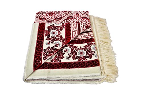 Islamic Prayer Rugs, Muslim, Prayer Rugs for Women, Men and Kids, Hajj Prayer Rugs, Best Ramadan Gifts, Mosque, Soft Prayer Rugs, Premium Quality, Made in Turkey, Turkzar (Red)