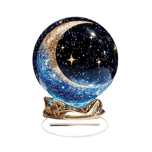 Decorations for Home, Acrylic Decorative Plaque, 2D Printed Mythical Crescent Crystal Ball Pattern Decoration Plaque (Desktop Decor-E) - color: Desktop Decor - Blue Moon