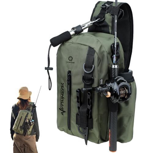 Small Fishing Bag with Rod Strap, Portable & Lightweight, Fish Small Tackle bag – Fits Tackle Boxes & Gear,Move Freely, Cast Smoothly - Fishing Gifts for Men - color: Forest Green