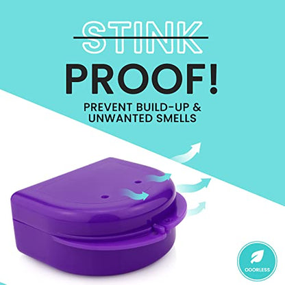 FRESH KNIGHT Retainer Case (2 Pack). Retainer Case with Vent Holes. Perfect for Denture, Mouth Guard, Aligner (Purple) - color: Purple