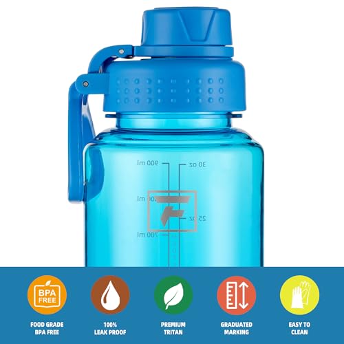 Fanhaw 32 oz Clear BPA-Free Tritan Water Bottle with Fast-Flow Spout Lid, BPA-Free & Leak-Proof Wide-Mouth Reusable Bottle for Gym, School & Office, Back to School Essentials (Classic Blue) - color: Classic Blue