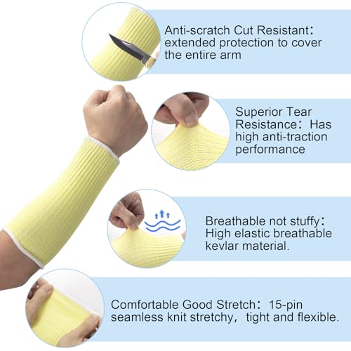 ANCIRS Cut Resistant Sleeves for Arm Protection, Gardening Sleeves, Dog Bite Safety Arm Sleeves - color: Yellow