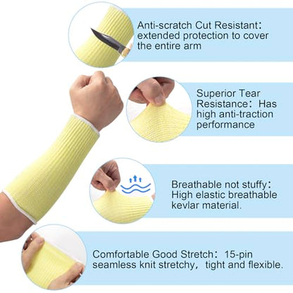 ANCIRS Cut Resistant Sleeves for Arm Protection, Gardening Sleeves, Dog Bite Safety Arm Sleeves - color: Yellow