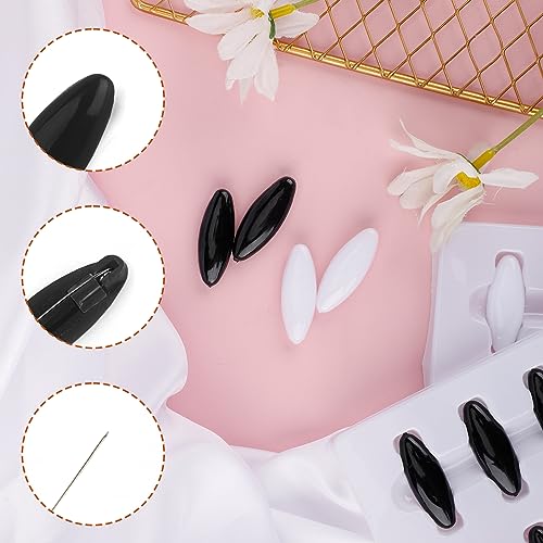 16pcs Scarf Safety Pins, Colorful Hijab Pins with Box Fashion Plastic Cover Hijab Pin Pack for Women Muslim Girls (White, Black)
